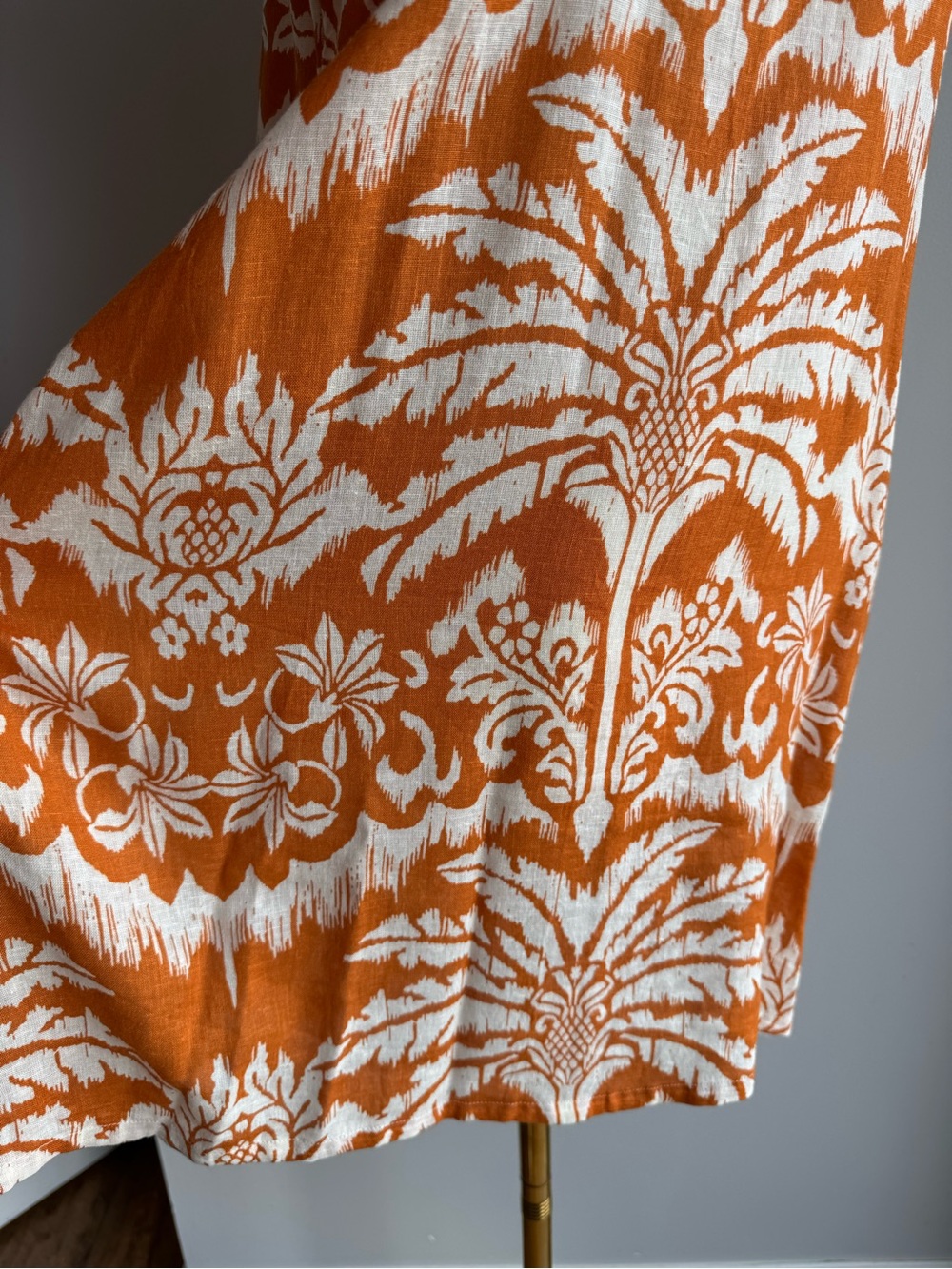 Rachel Zoe Tropical Linen Blend Dress XS Mustard Floral Vacation Beach Boho Cute - Picture 3 of 10